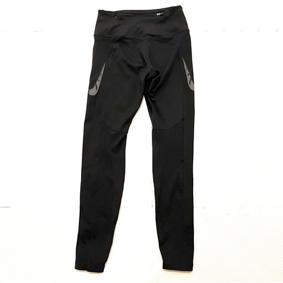 Nike Fast Dri-FIT Black Mid Rise 7/8 Leggings Reflective Zip Pocket Size XS - Picture 3 of 16